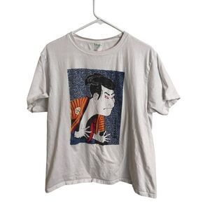 Rare VTG JAPAN SHINE Toshusai Sharaku Servant Edobei Japanese Art T Shirt 2XL XX